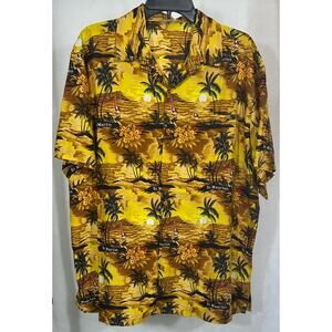 Creations XL Hawaiian Shirt St. Maarten Yellow Palm Tree Sunset Terivoile